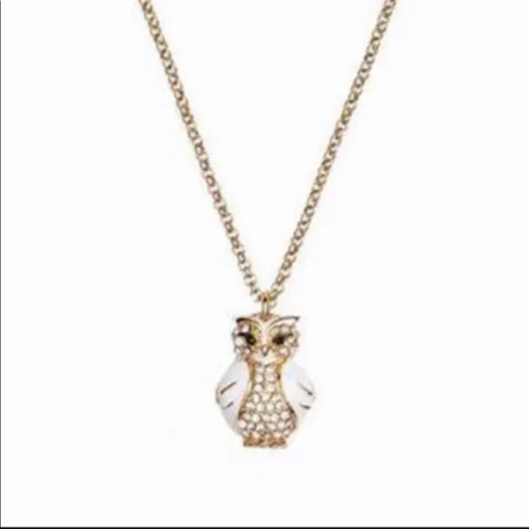NWT KATE SPADE Star Bright Owl Pendant NECKLACE CZ & Enamel. EUC.